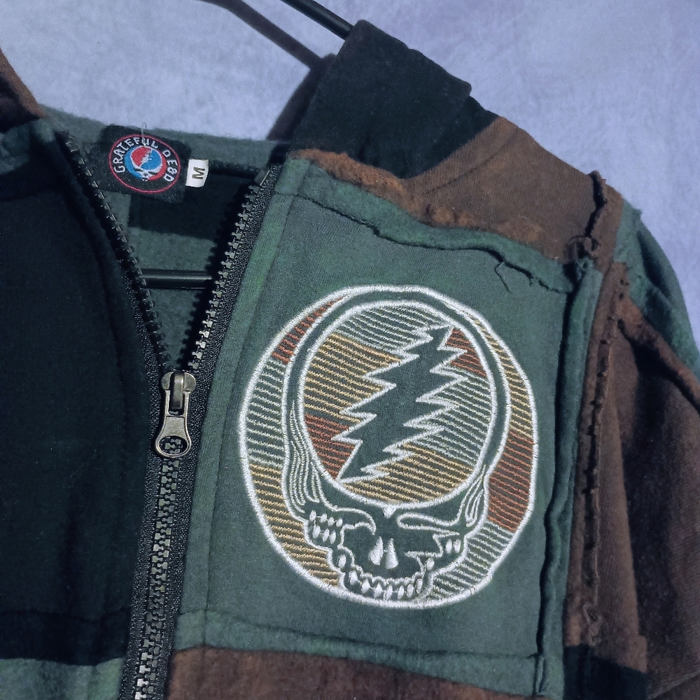 Grateful Dead Embroidered Patchwork Cropped Zip U… - image 2